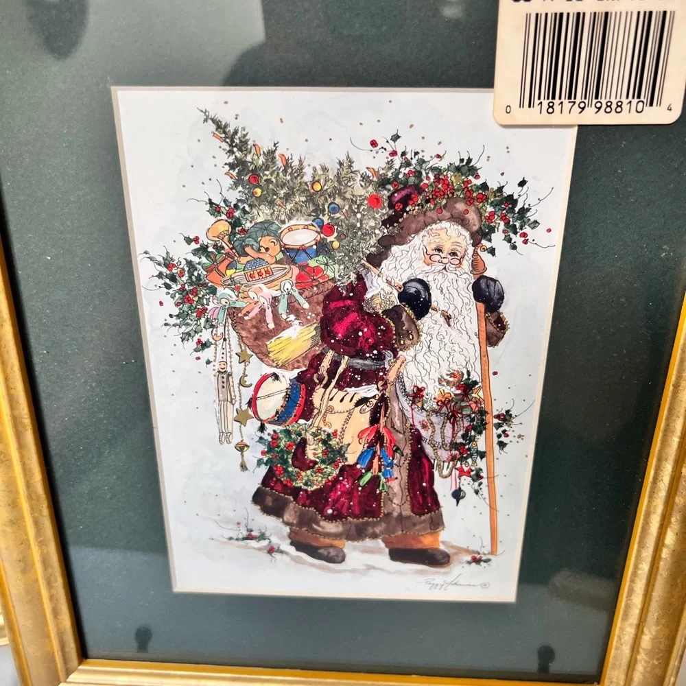 Set of 2 FRAMED Peggy Abrams Santa Claus prints. 9.5”x11.5” - Picture 5 of 10